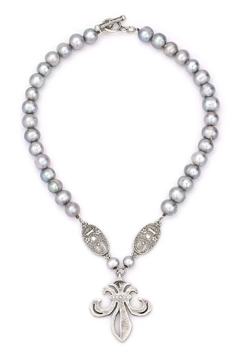 The Catherine Necklace – Silver Pearl Fleur de Lis