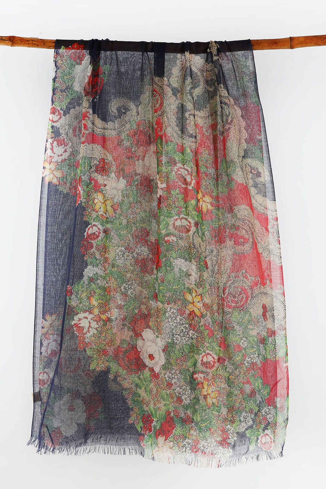 Floral Printed Silk Cashmere Scarf