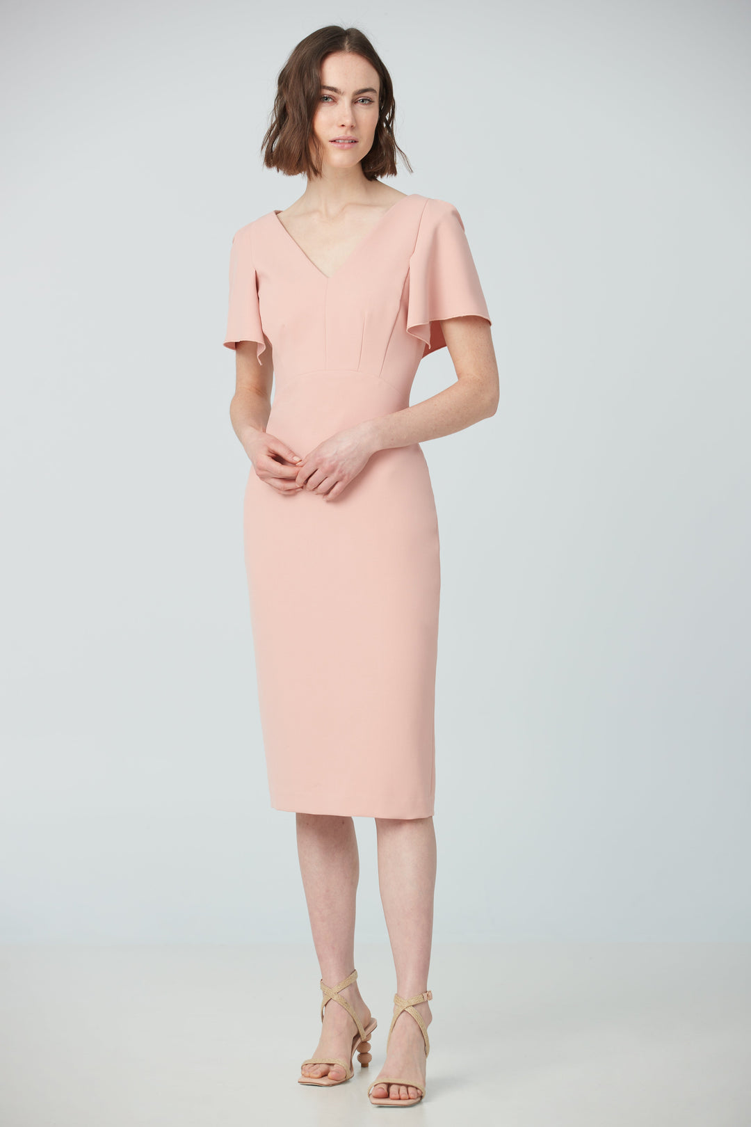 Power dress with short bell sleeve (F22CO5812)