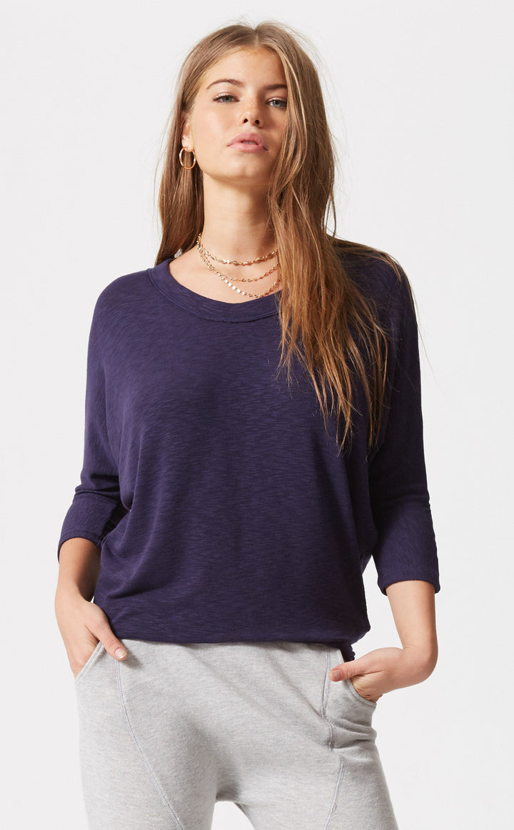3/4 Sleeve Dolman with Detailed Neck Band