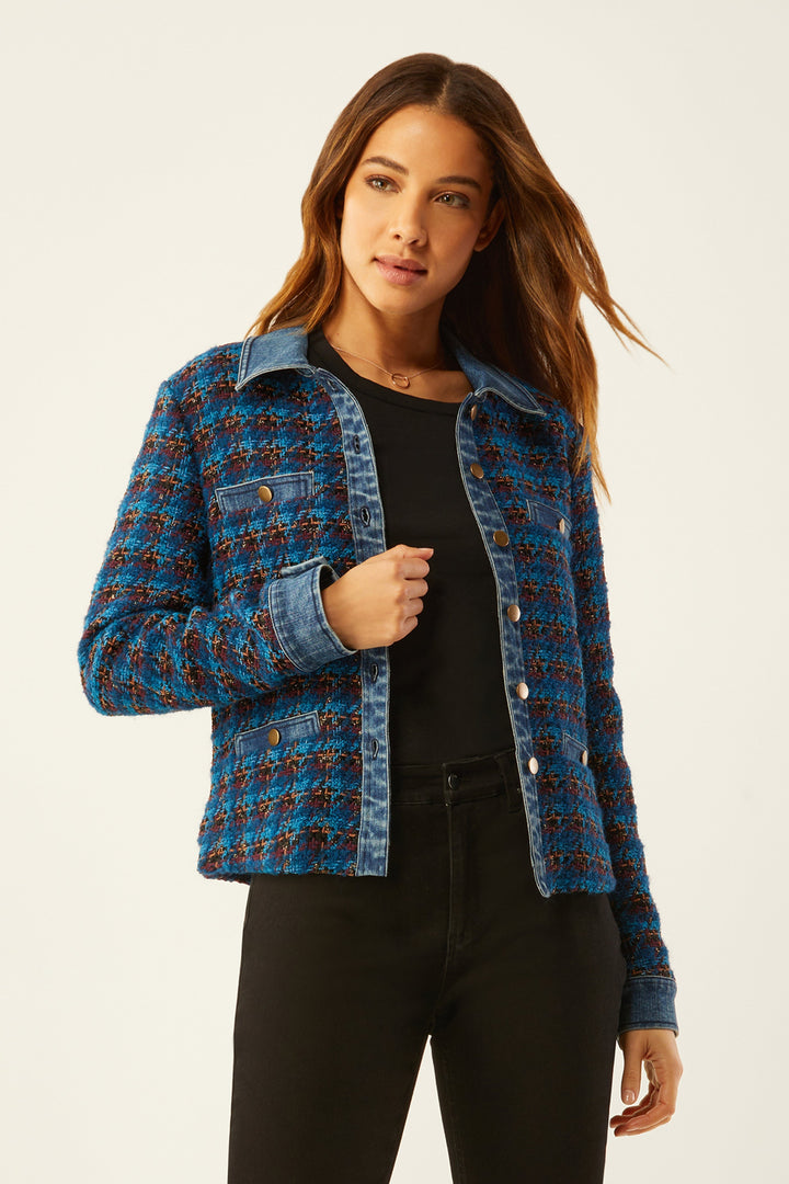 Tweed Jacket With Denim - Multi Tweed