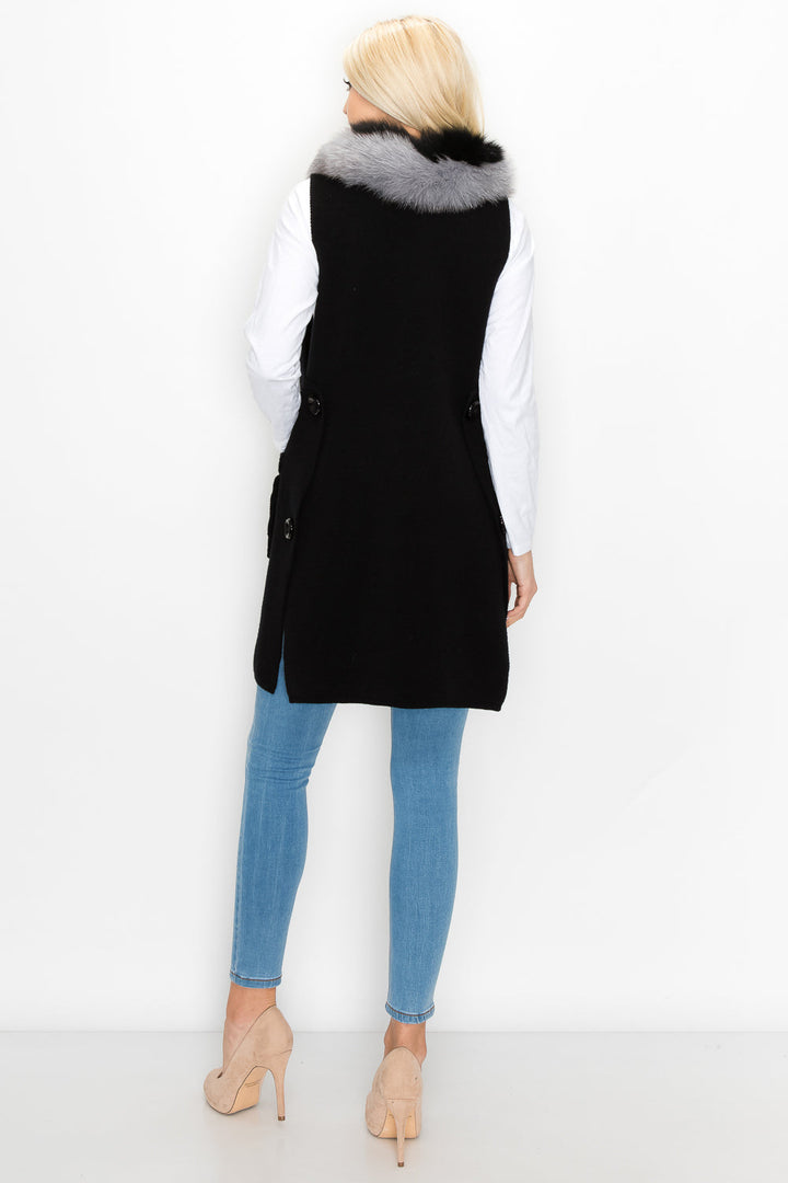 Selma Knitted Sweater Vest with Detachable Faux Fur