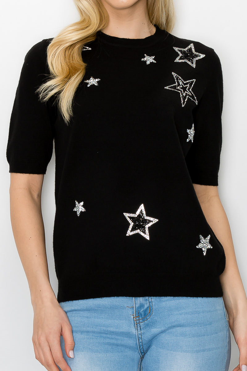 Stacey Knitted Star Sequin Top