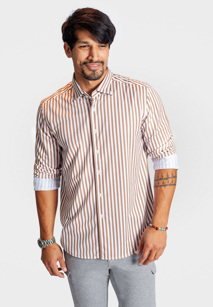 The Go Big Stripe Long Sleeve Tech Shirt