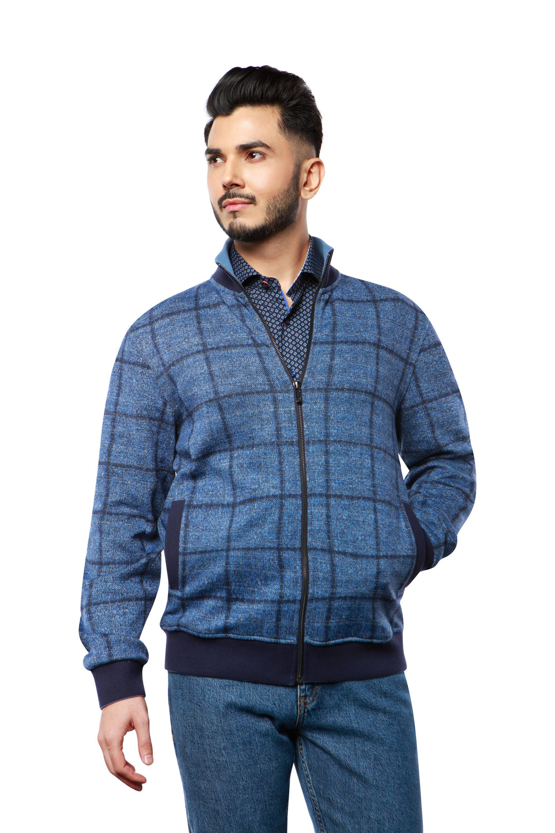 Cardiff Blue Full Zip Sweater - 7 Downie St.®
