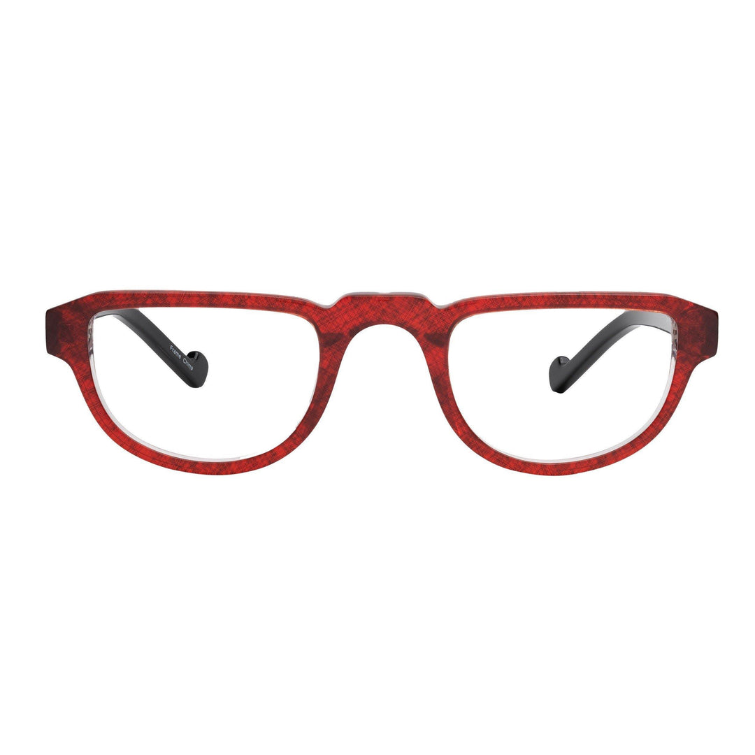 half frame reading glasses modern red black
