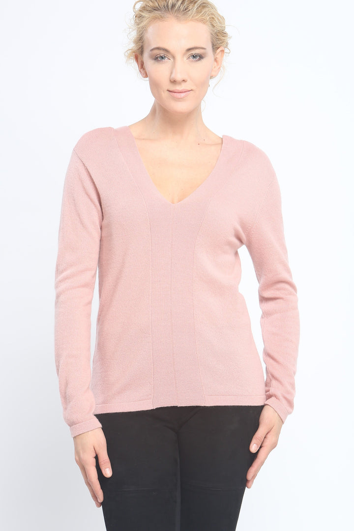 Two-Way Lace Up Detailed V Neck Pullover in Cashmere