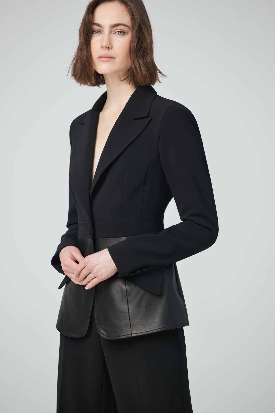 Jacket with leather basque (F22JH6858)