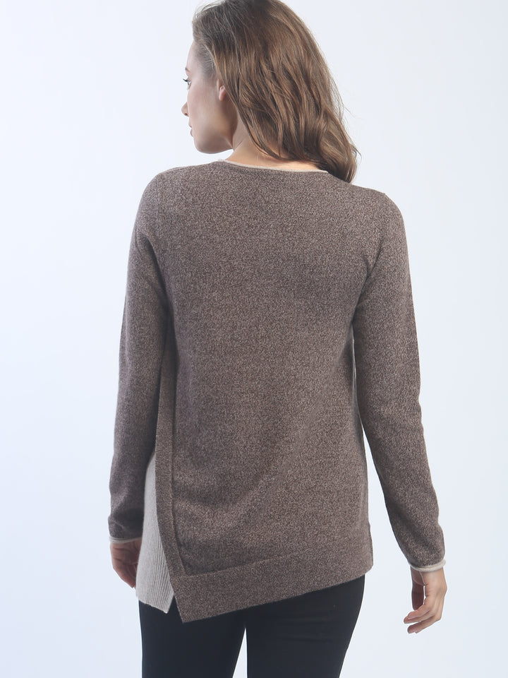 Asymmetrical Side Detailed Crewneck in Cashmere
