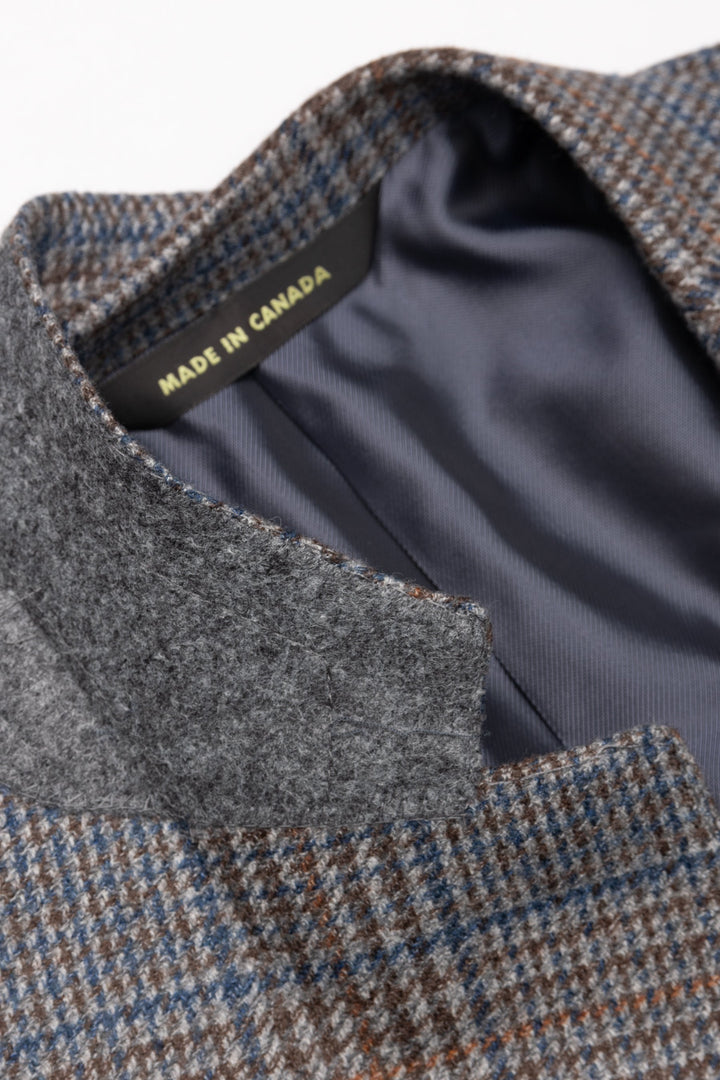 Grey Wool Cashmere Silk Plaid Jacket