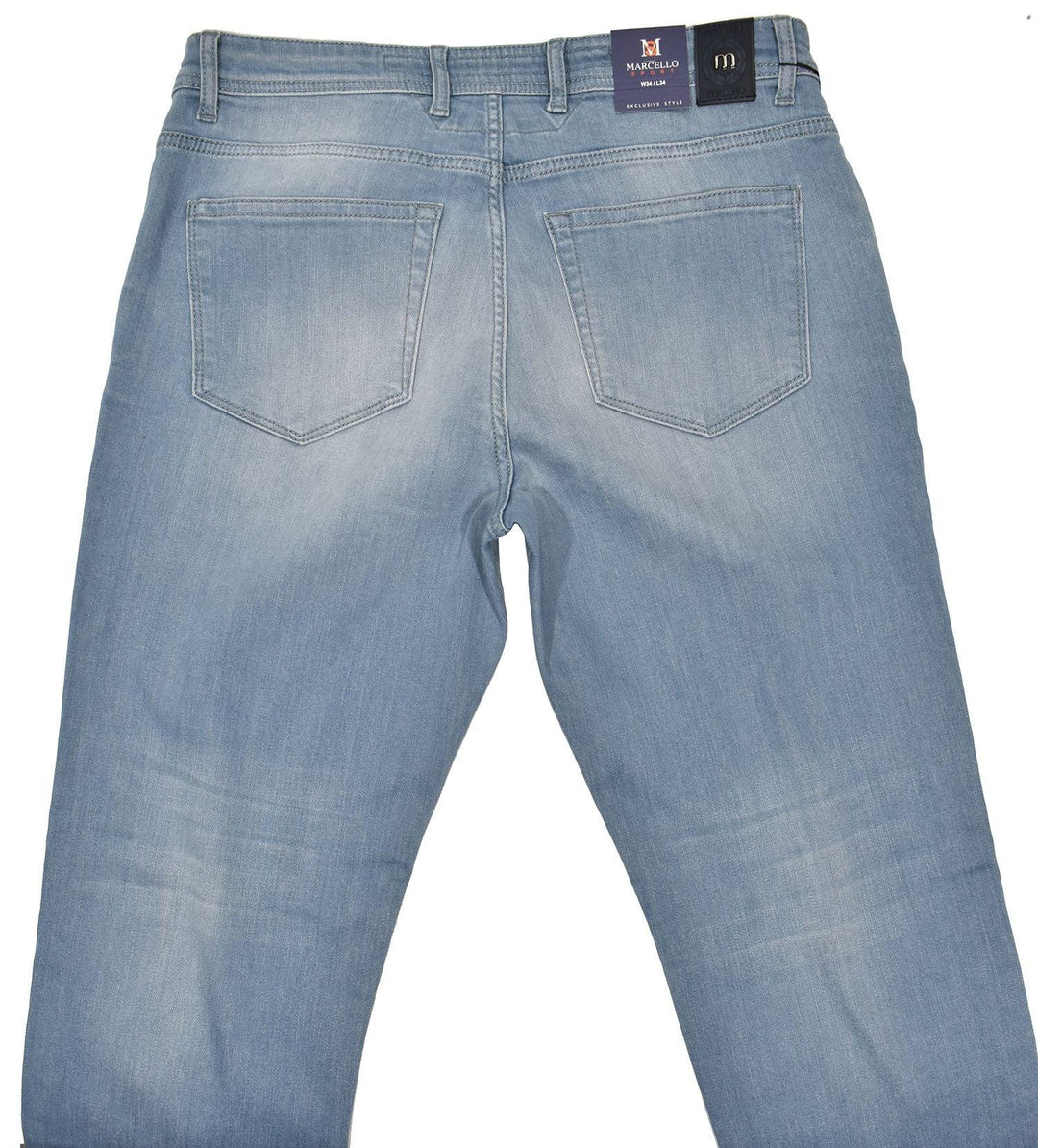 Marcello’s best fitting lightweight washed denim. Feels and looks great! Our comfort fit from the waist band down to the thighs, then tapering the leg to the bottom provides the best of both worlds.  Comfort where you need it and updated fashion sporting a slimmed leg.  Add the benefit of stretch to work with your natural movements and you have found an excellent jean that will become your go to jean of choice.  Marcello Distressed Comfort Denim