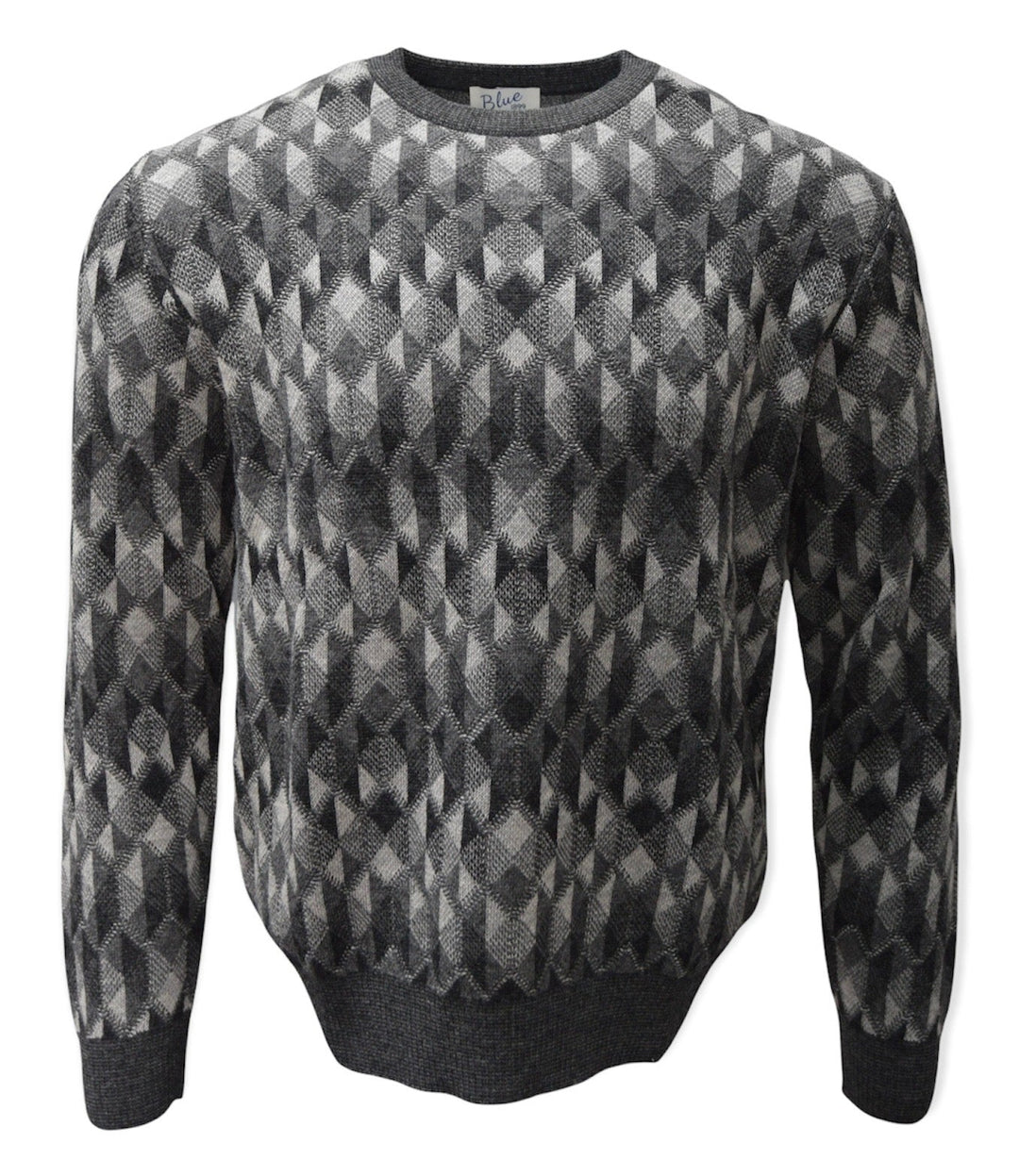 Men's 100% Baby Alpaca Geometric Crewneck Sweater - On Sale!