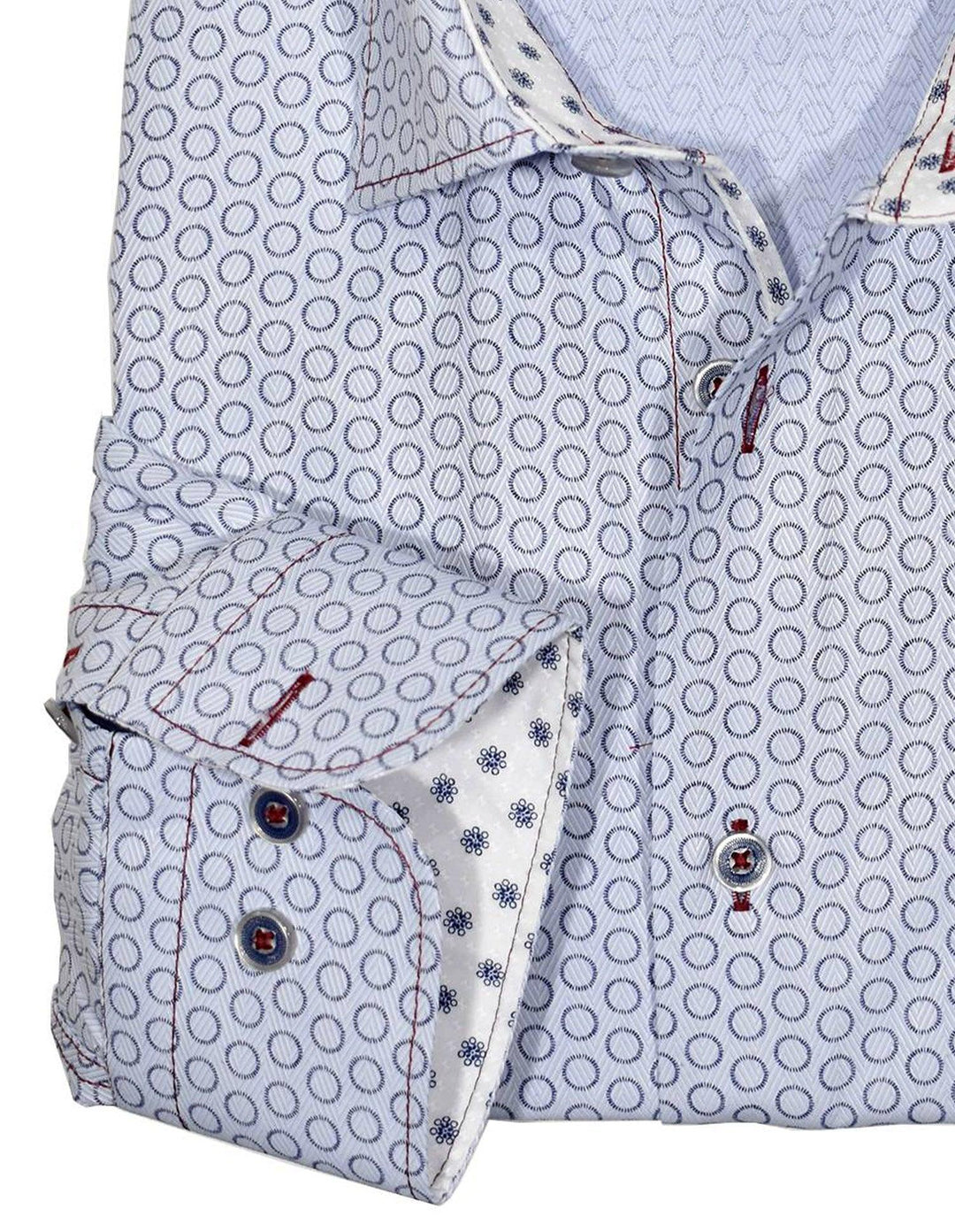 Ultra soft cotton. Fine cotton satin fabric. Custom selected buttons. 2 button signature cuffs. Matched trim fabric. Slim fit. Approximately 5'8" 150lbs is a perfect MD.