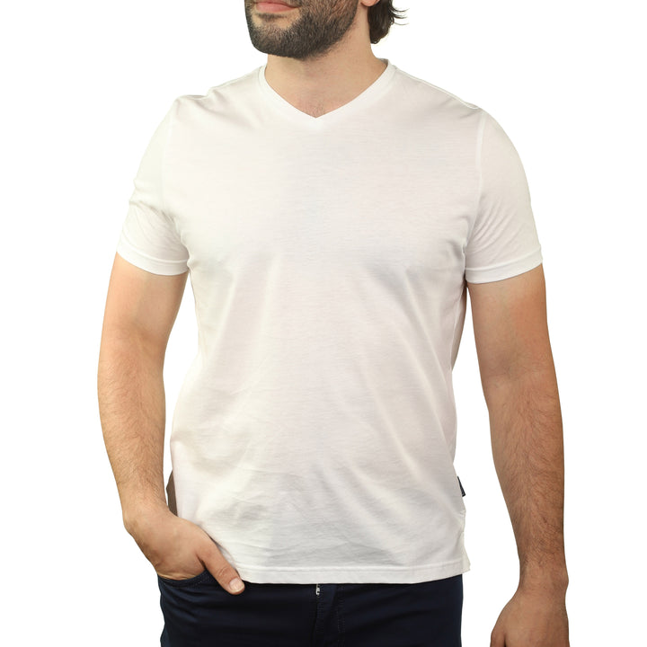 White Mercerized Cotton V-Neck T-Shirt - 7 Downie St.®