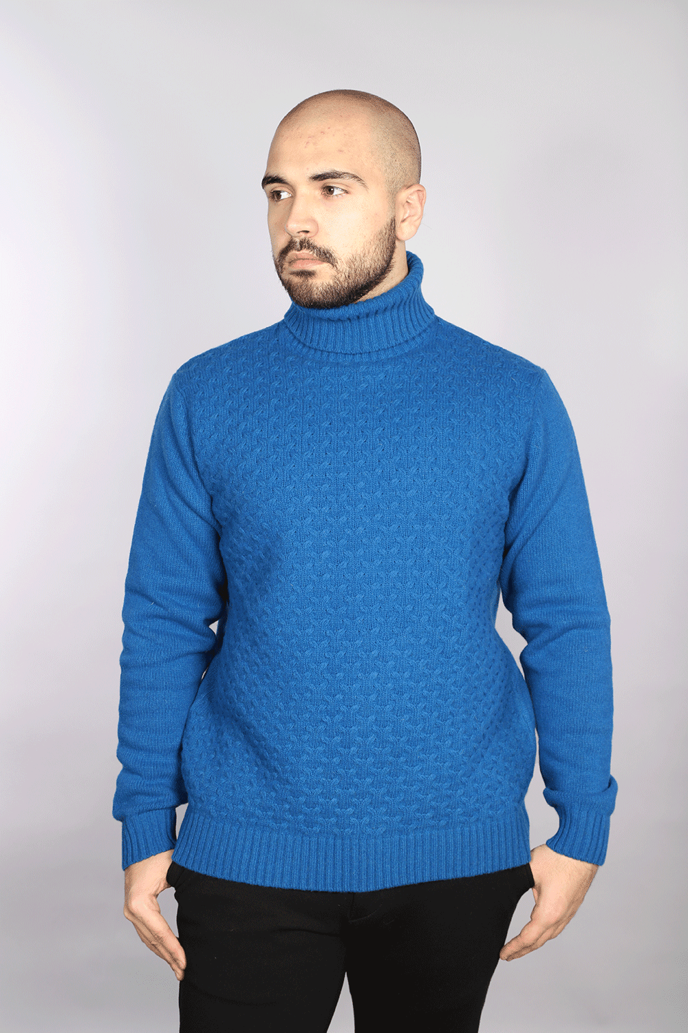 Royal Blue Cable Knit Turtle Neck - 7 Downie St.®